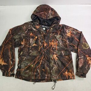 WFS Element Jacket Gear Burly‎ Camo Hunting Button & Zip Mesh Lined Hood Men's L